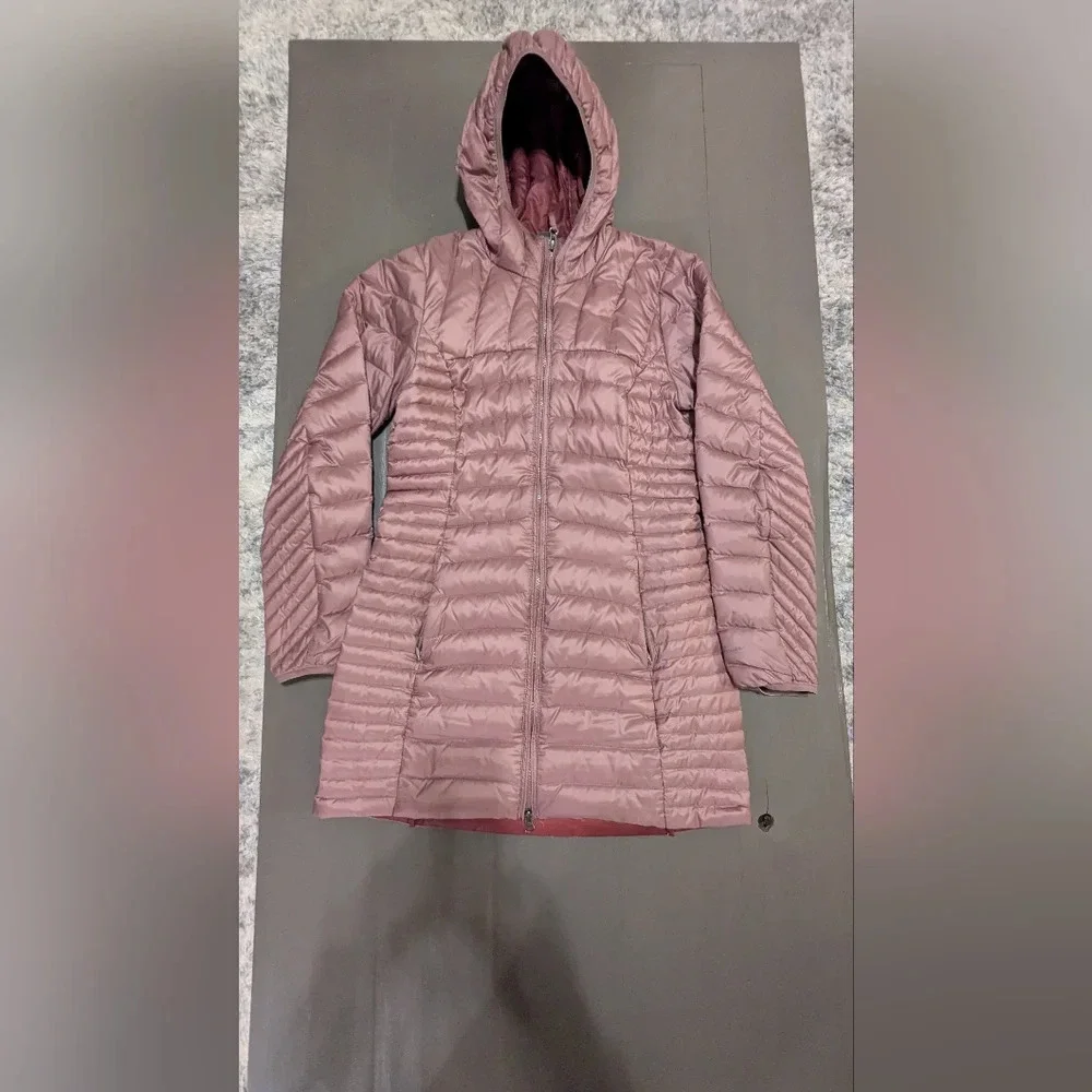 EDDIE BAUER Astoria Hooded Down Parka Puffer Jacket Full-Zip Vintage Rose Size S - Picture 3 of 5